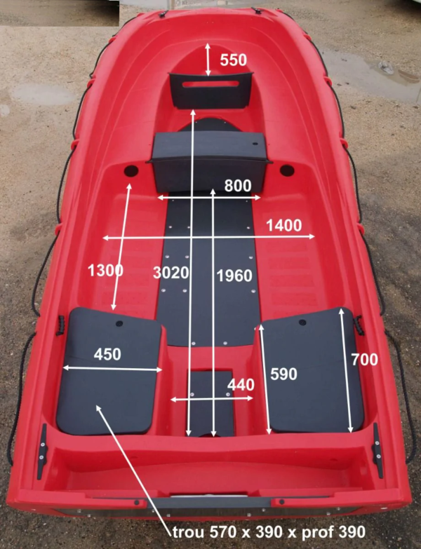Barque Fun Yak 4,50m SECU 15-Rouge – Image 2