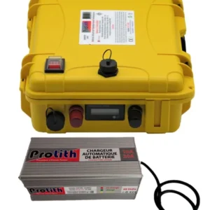 Valise Batterie Lithium 120Ah 12V + sortie régulée + chargeur offert