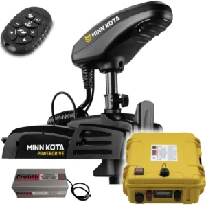 Pack moteur avant Minn Kota Powerdrive GPS 55 Lbs 12V + micro télécommande + valise batterie lithium + chargeur