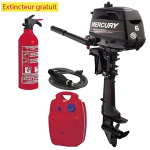 Pack Mercury 6CV 4T arbre court démarrage manuel barre franche + kit nourrice 12 litres