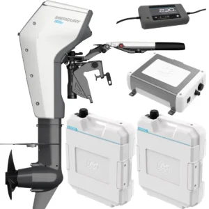 Moteur électrique Mercury Avator 35e barre franche avec 2 batteries lithium, un coffret power center et chargeur